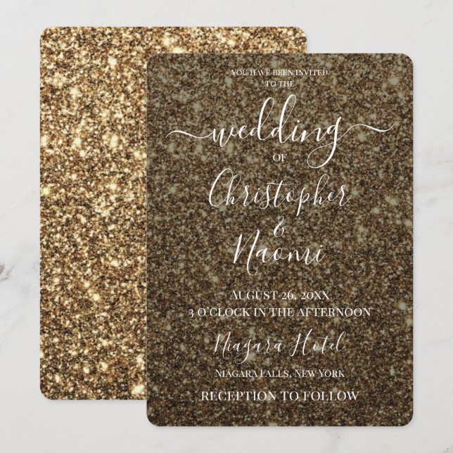 Convite Crie O Seu Próprio Lux Wedter Glitter Impressão (Frente/Verso)