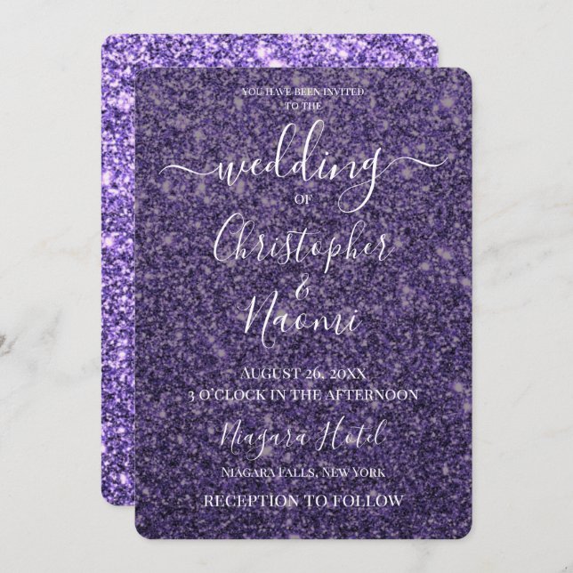 Convite Crie O Seu Próprio Lux Wedter Glitter Impressão (Frente/Verso)