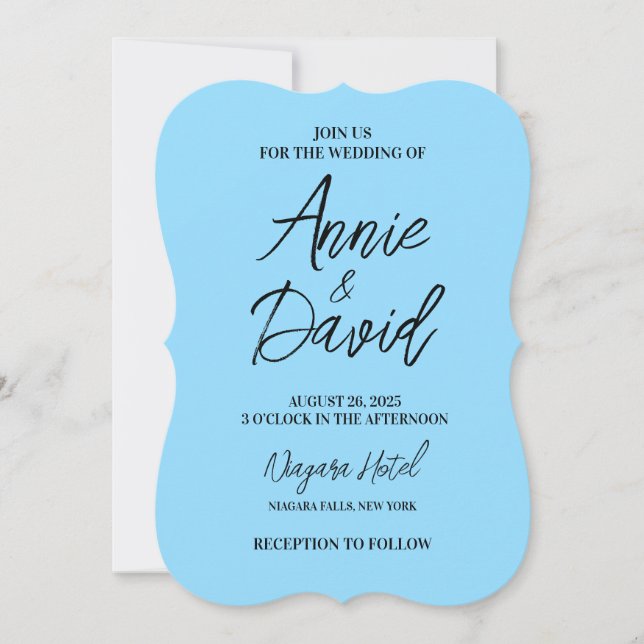 Convite Crie Seu Casamento Azul Personalizado (Frente)