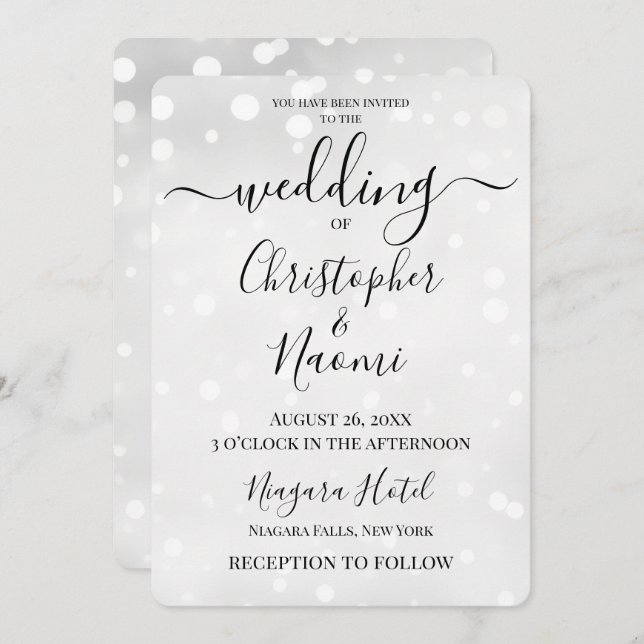 Convite Crie seu casamento com Speck brancos (Frente/Verso)