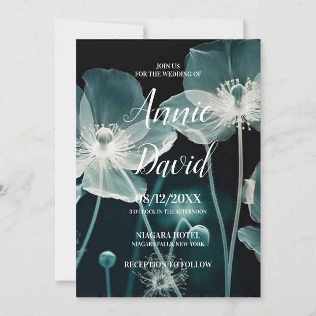 Convite Crie Seu Casamento De Flores Azuis Icy (Frente)