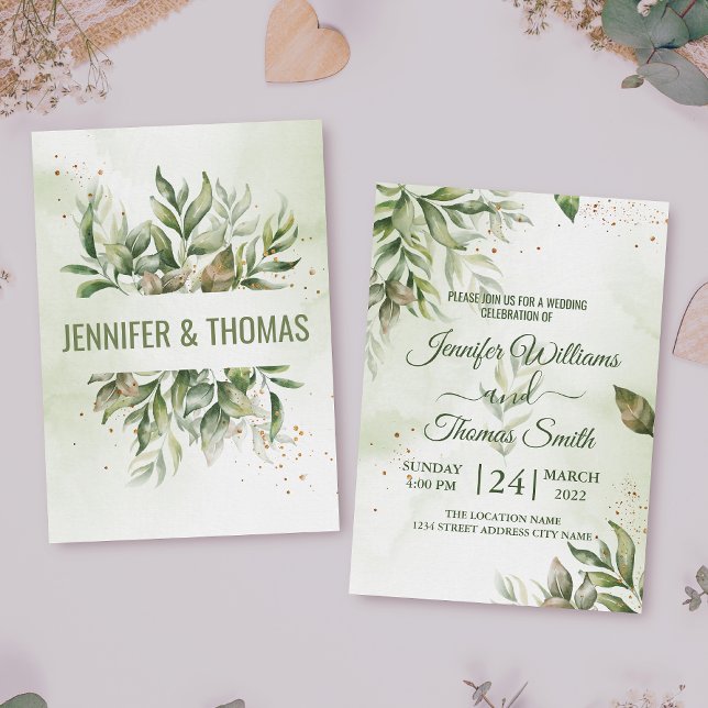 Convite Crie seu casamento personalizado Eucalyptus Leaves (Criador carregado)