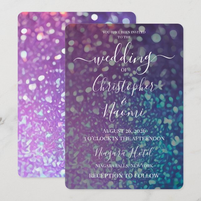 Convite Crie Seu Próprio Brilho Pintado de Azul Roxo (Frente/Verso)