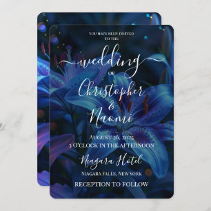 Convite Crie Seu Próprio Casamento Azul Lily