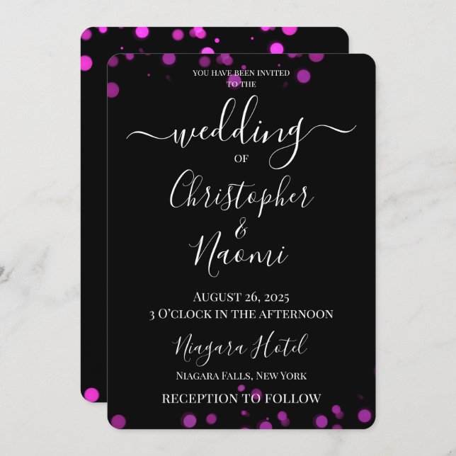 Convite Crie Seu Próprio Casamento de Borda Bokeh Minimali (Frente/Verso)