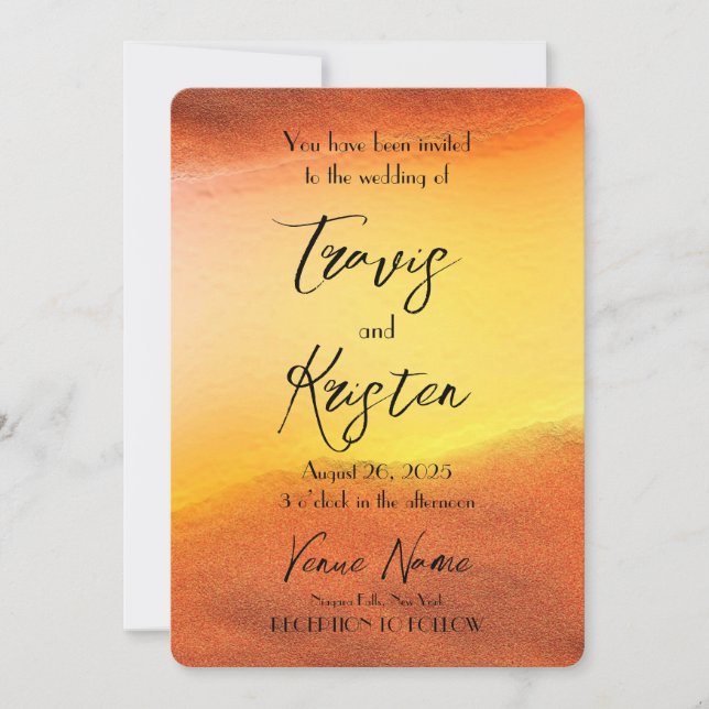 Convite Crie Seu Próprio Casamento De Fundo Laranja Person (Frente)