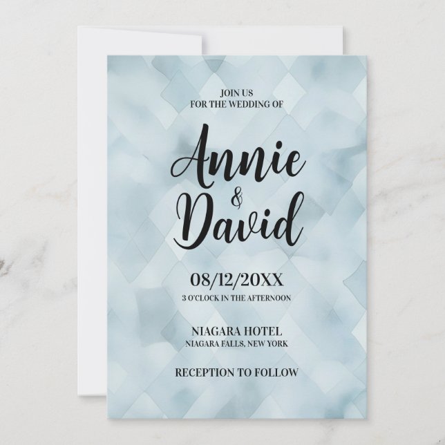 Convite Crie Seu Próprio Casamento De Textura Azul (Frente)