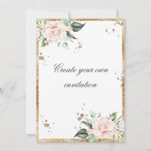 Convite Crie Seu Próprio Casamento Dourado De Script Rosa