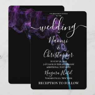Convite Crie Seu Próprio Casamento Fumê Azul Teal Roxo