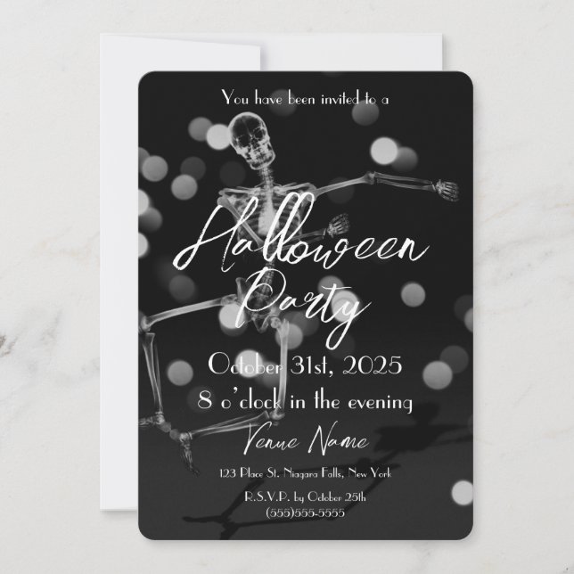 Convite Crie seu próprio esqueleto de raio X dançante no D (Frente)