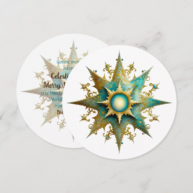 Convite Crie seu próprio Floco de Neve Yule Steampunk (Frente/Verso)