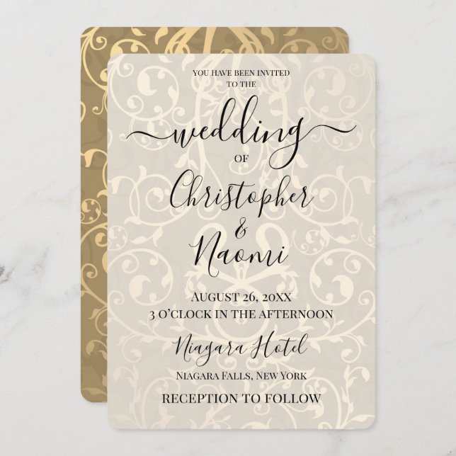 Convite Crie Seu Próprio Padrão Metálico Do Ornamentado Vi (Frente/Verso)