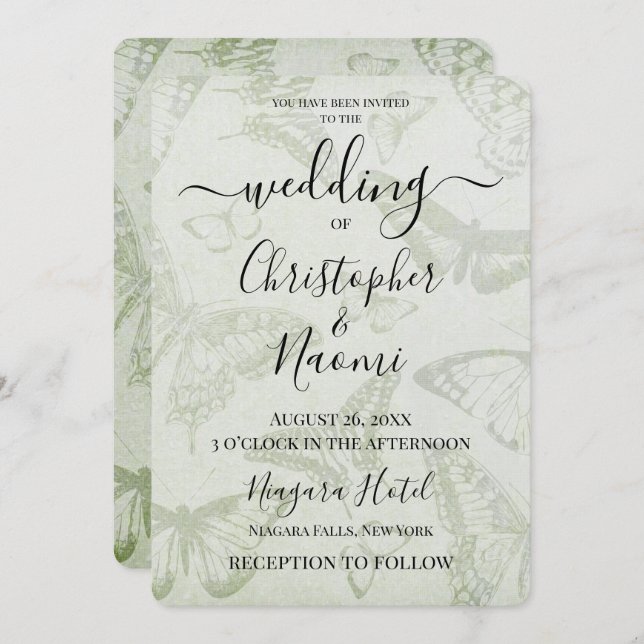 Convite Crie seu próprio papel de borboleta suave (Frente/Verso)