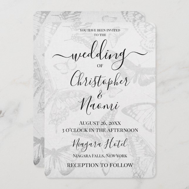 Convite Crie seu próprio papel de borboleta suave (Frente/Verso)