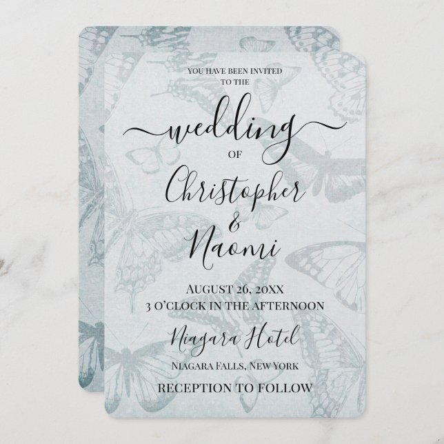 Convite Crie seu próprio papel de borboleta suave (Frente/Verso)