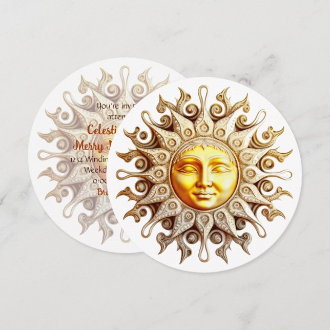 Convite Crie Seu Próprio Sol Dourado Steampunk Vitoriano (Frente/Verso)