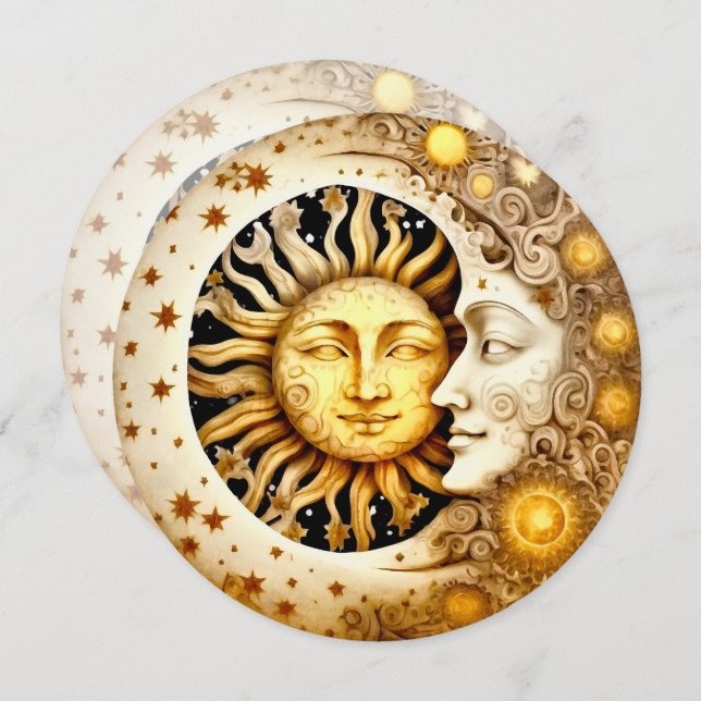 Convite Crie seu próprio Victoiran Steampunk Sun e Moon (Frente/Verso)