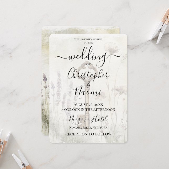 Convite Crie sua própria chave de cópia de Chique personal (Frente/Verso In Situ)