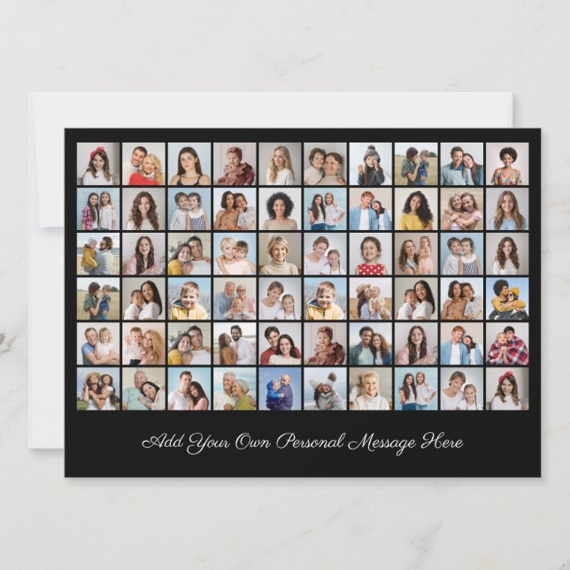 Convite Crie Sua Própria Colagem de 60 Fotos Adicione Seu  (Frente)