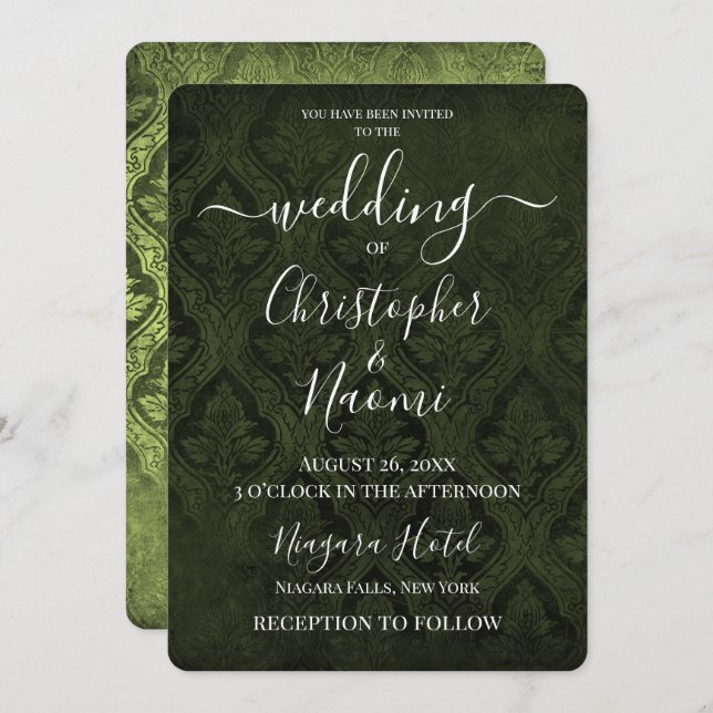 Convite Crie sua própria Cor damasco russa gótica (Frente/Verso)