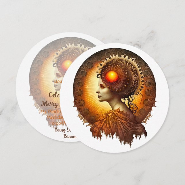 Convite Crie sua própria Deusa do Sol Vitoriana (Frente/Verso)