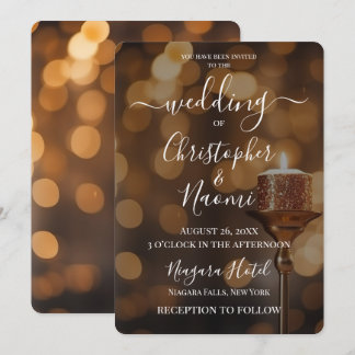 Convite Crie Sua Própria Vela Bokeh de Brilho Dourado