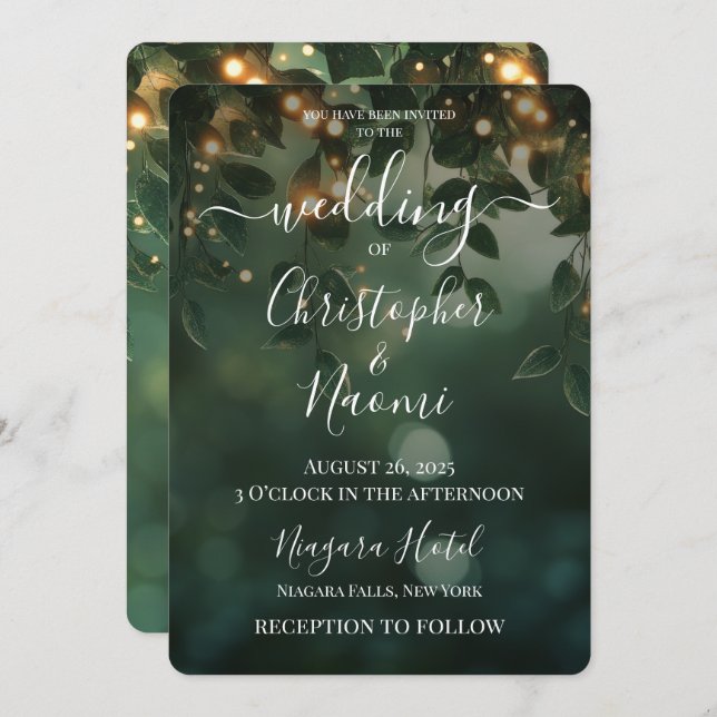 Convite Crie suas próprias folhas verdes e luzes (Frente/Verso)