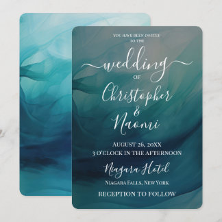 Convite Crie Suas Próprias Ondas de Aquarela Casamento