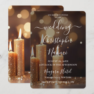 Convite Crie suas próprias velas Bokeh douradas