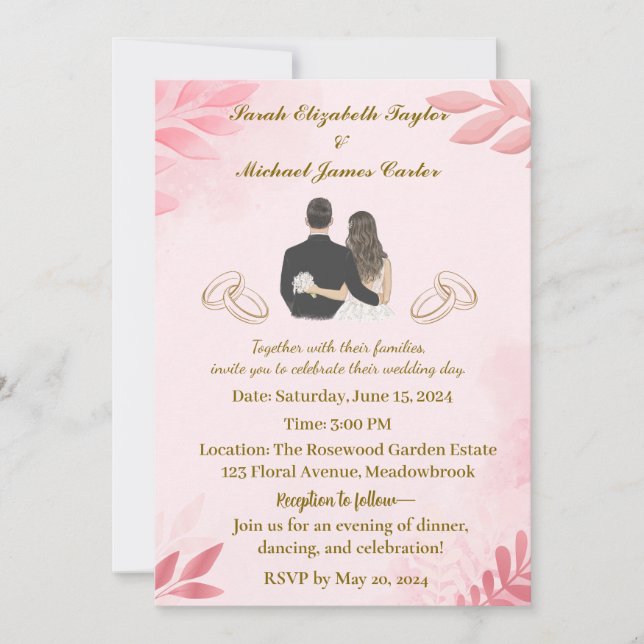 Convite Crie uma lembrança memorável com este Elegante ros (Frente)