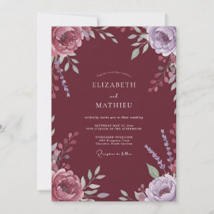 Convite Crimson Artistic Bloom Casamento
