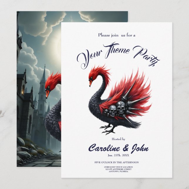 Convite Crimson Cathedral Swan. (Frente/Verso)