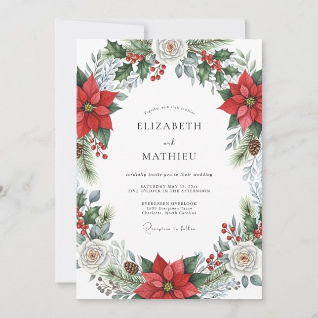 Convite Crimson Majestic Winter Wedding (Frente)