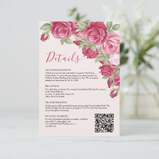Convite Crimson Rose Wedding Details Enclosure Card