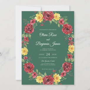 Convite Crimson Saffron Wreath Casamento