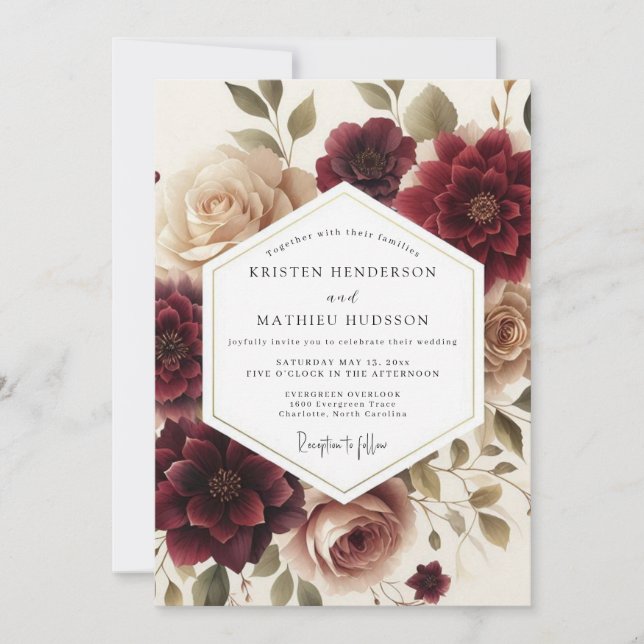 Convite Crimson Tawny Vignette Wedding (Frente)
