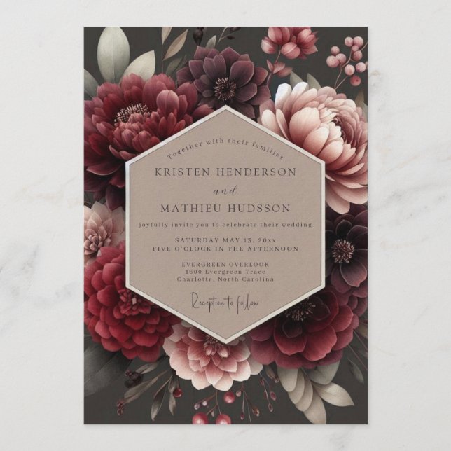 Convite Crimson Velvet Wedding (Frente)