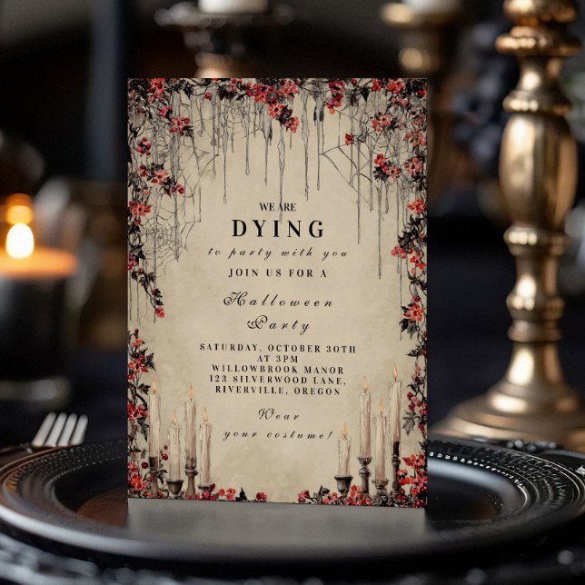 Convite Crimson Vines Celebração Gótica do Dia das Bruxas (Criador carregado)