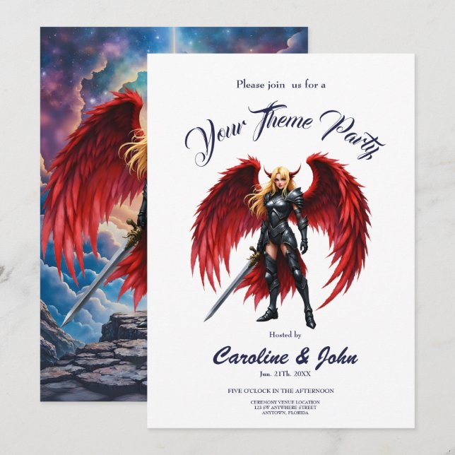 Convite Crimson Wing – Fallen Angel Warrior. (Frente/Verso)