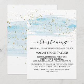 Convite Criptografia de Sparkle Azul e Dourado com Cor de