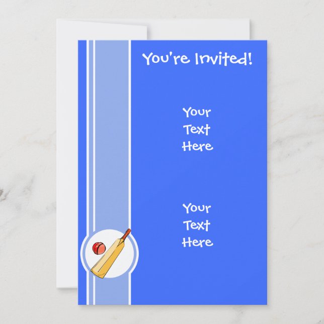 Convite Críquete; azul (Frente)