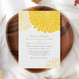 Convite Crisântemo Amarelo Branco Casamento Simples Elegan