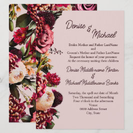 Convite Crisântemo sobre Giz Rosa-Violeta