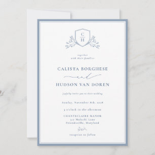 Convite Crista de Casamento com Monograma Floral BRUNSWICK