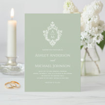 Crista de Casamento Verde Sage Vintage Elegante Mo