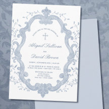 Crista de Folhagem Azul Elegante Casamento Religio