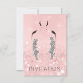 Convite Cristais de Cinza rosa brilhante do Partido do Paí