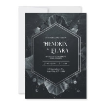 Cristal Preto Prateado Hexágono Moderno Casamento