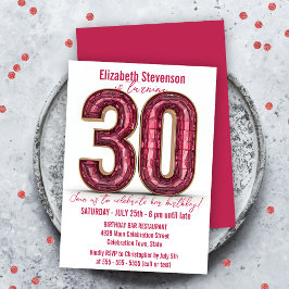 Convite Cristal Rosa e aniversário de 30 anos Dourado de E