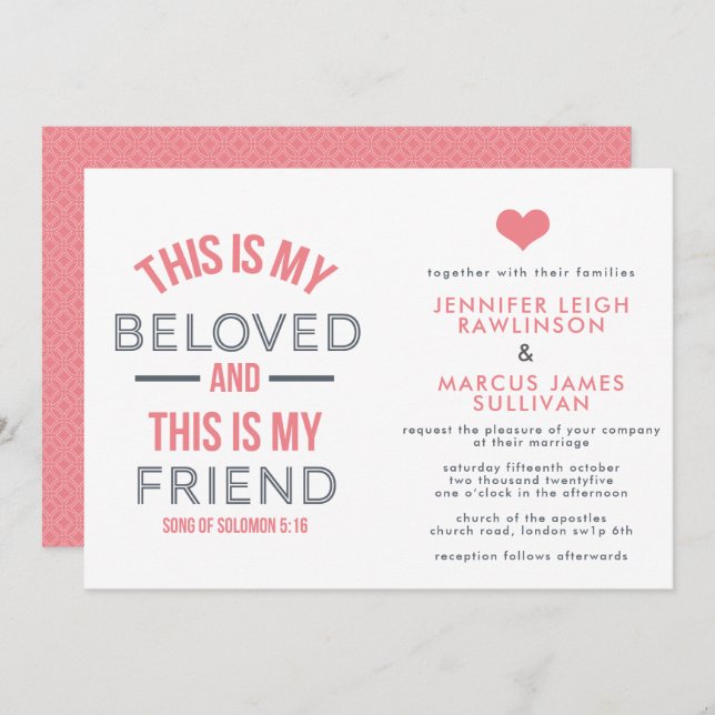 Convite Cristão de Casamento - Este é o meu amado (Frente/Verso)